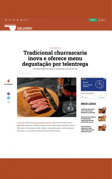 Tradicional churrascaria inova e oferece menu degustação por telentrega