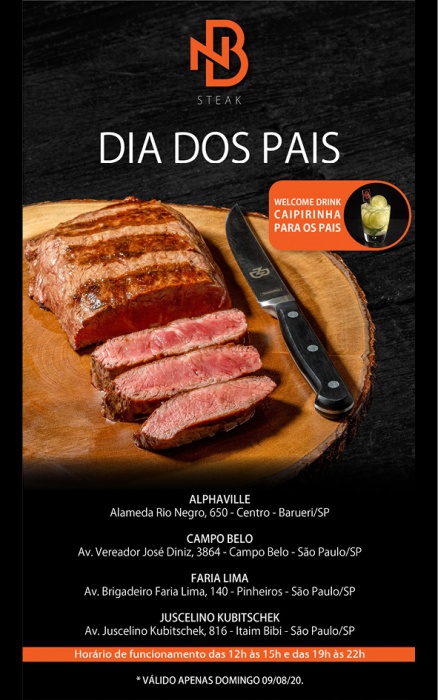 Venha comemorar o dia dos Pais no NB Steak!⁠